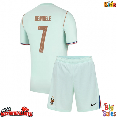 France Ousmane Dembele #7 Replica Away Stadium Kit for Kids World Cup 2026 Short Sleeve (+ pants)